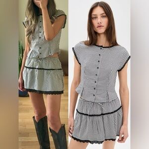 NEW Reformation Valetta Two Piece Matching Skirt Set Remy Check Gingham | US 4
